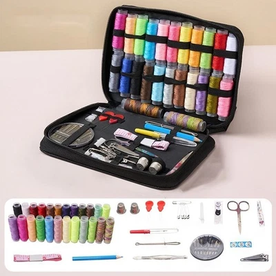 Mini kit de costura de viaje 97 piezas hilo tijera cinta pasador dedal aguja hogar juego de coser Foto 1 de 4