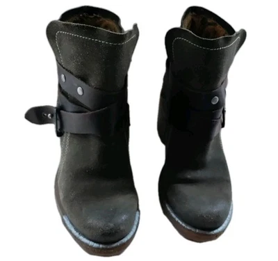 Fly London Lok Cuero Gamuza/Botas Alfombra Hebilla al Tobillo Marrón EU 37/US 6-6.5 Foto 1 de 4