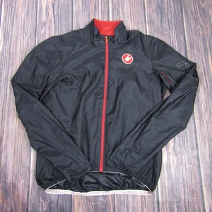 Castelli Cycling Wind Jacket Mens 2XL Black Red Full Zip Lightweight Polyester - Picture 1 of 7