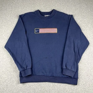 Vintage 90s Nike Crewneck Sweatshirt Mens Small Team USA Swoosh Embroidered Blue - Picture 1 of 8