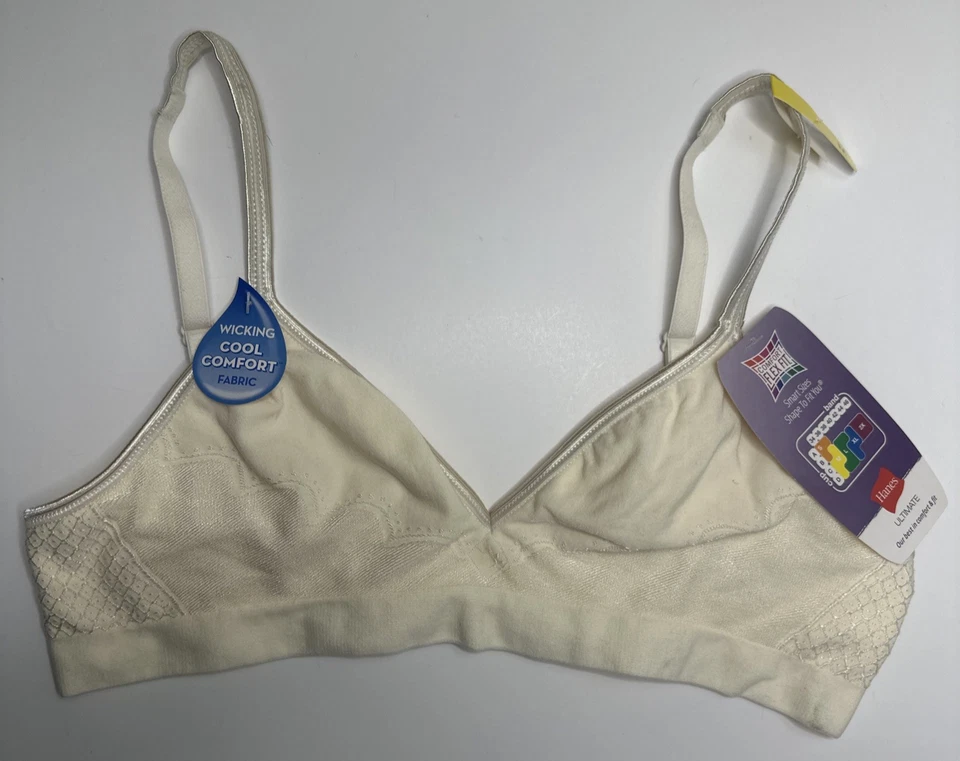 Hanes Ultimate Wireless Bra Soft Padding Seamless Bra Convertible Porcelain M - Image 1 of 4