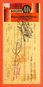 PARIS ( 11 ° ) SOCIÉTÉ AVIA / ETS BOURASSIN GIEN ( 45 ) TRAITE 1952 - Foto 1 di 2