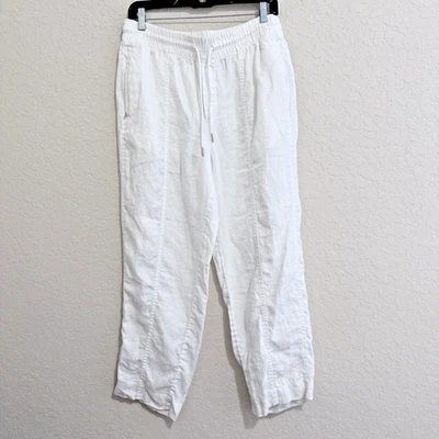 ATHLETA Retreat Linen Jogger Pants White - Women’s Size M/P  Zipper Pockets - Image 1 of 4