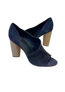 Decolte donna Vince Percey D'Orsay asimmetriche punta aperta tacco 9 blu scamosciato juta - Foto 1 di 9