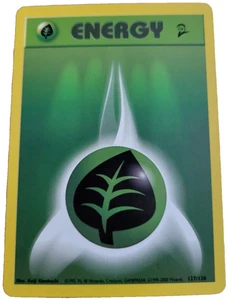Pokemon Leaf Grass Energy Green Trading Card 127/130 Vintage 1999-2000 (G0 - Picture 1 of 2