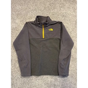 The North Face Fleece Pullover Jacket Gray Yellow Quarter Zip Kids L - Picture 1 of 9