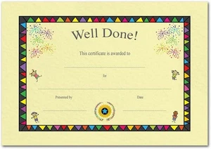Kids Well Done Yellow Certificates - 25 Pack - A5 Size - Eco-Friendly - Picture 1 of 3