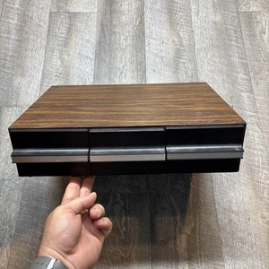 VINTAGE FAUX WOOD 36 CASSETTE TAPE STORAGE HOLDER - 3 DRAWER - 1980's - Picture 1 of 6