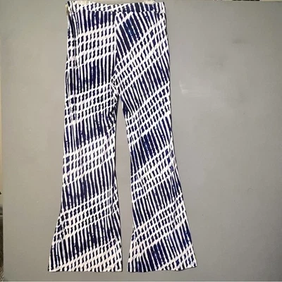 Michael Kors Tie Dye Print Blue & White Bell Bottoms Flared Pants Zipper size 8 - Image 1 of 4