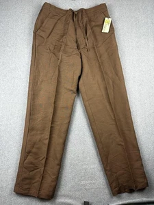 Pantalone Cubavera uomo grande marrone misto lino coulisse relax spiaggia casual nuovo con etichetta - Foto 1 di 10