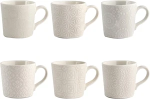 Silhouette – Set 6 Tazzine Da Caffè 80 Ml in Stoneware, Bianco Con Decorazioni i - Foto 1 di 12
