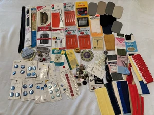 New & VTG Lot Sewing Notions Needles Buttons Binding Zippers Singer LaMode Other - Picture 1 of 18