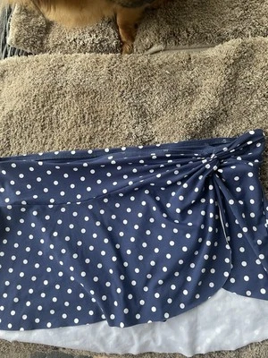 Liz Claiborne Traje de Baño Parte Inferior Azul Marino Falda de Natación Mujer Talla L Blanco Lunares Foto 1 de 4