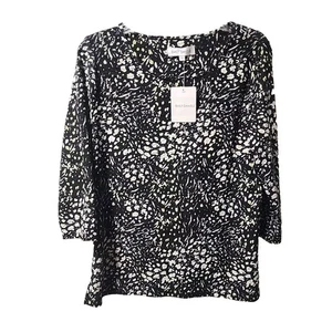 Neu mit Etikett Emily Daniel’s schwarz/weiß/grau/grün Stretch-Stricktop Größe Medium - Bild 1 von 4
