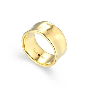 Gold-Plated 925 Silver Wide Sculpted Dome Band Ring by ELLE - Picture 1 of 1