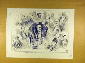 Original Old Antique Print 1895 Medical Masonic Smoking Concert Portman-Rooms - Picture 1 of 1