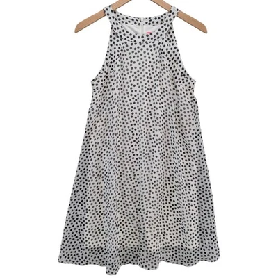 Платье Betsey Johnson с бретелью через шею трапеция черно-белое в горошек с подкладкой полупрозрачное размер 2 - Изображение 1 из 4