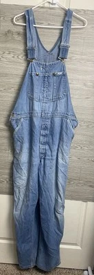 Vintage Union Made 1970s 70s LEE Denim Bib Overalls W 42 L32 Husky - Image 1 of 4
