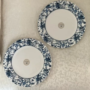 Laura Ashley Set (2) Edita’s Garden Blue Floral 10.5” Dinner Plates~ NEW - Picture 1 of 9