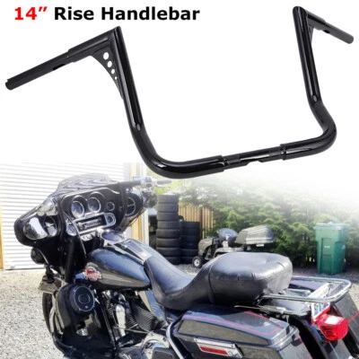 14" Rise Ape Hangers HandleBar For Harley Touring Road King Electra Street Glide - Imagem 1 de 4
