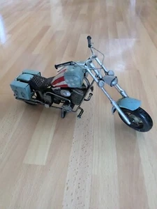 Vtg Handmade 1968 Tin Easy Rider-Harley Davidson Chopper Metal Toy USA Flag 14" - Picture 1 of 7