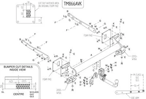 Barra de remolque desmontable vertical Towtrust para Mercedes Benz GLE W166 SUV 2015 a 2019 - Imagen 1 de 8