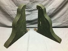 Pair Antique Thick Wood Corbel Mantel Brackets Shabby Green Old VTG Chic 281-22B