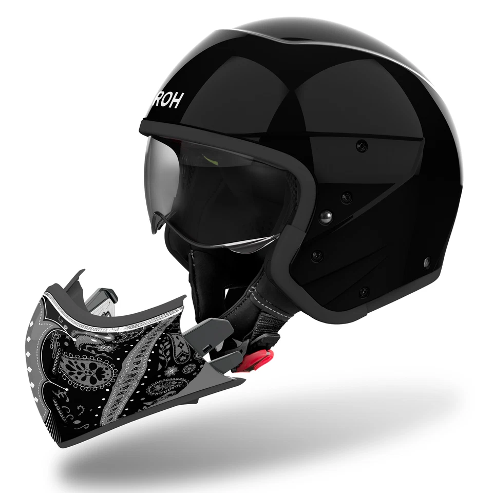 Airoh J110 Convertible ECE2206 Motorcycle Motorbike Helmet Paesly Black Gloss - Image 1 of 1