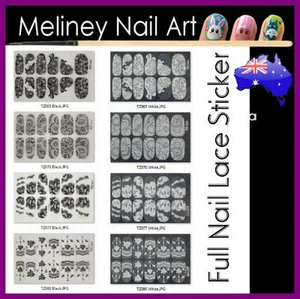 Lace Full Nail Art Wraps Stickers Manicure Pedicure Party Flower Wedding - Picture 1 of 7
