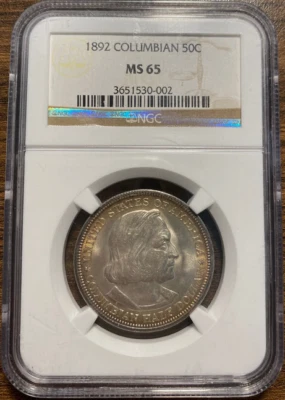 :1892 50C Columbian Exposition Commemorative Half Dollar NGC MS65 Blast White R3 - Image 1 of 2