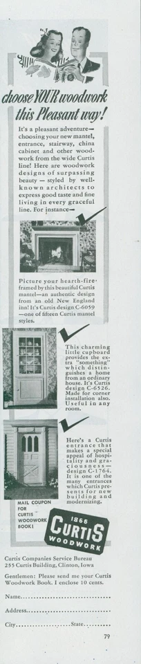 Curtis 1948 Carpintería Abrigo Armario Puerta de Entrada Libro Vintage Impreso Anuncio AH1 Foto 1 de 1