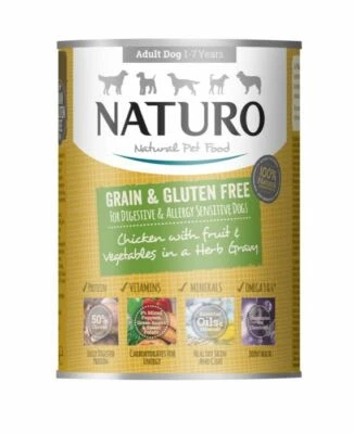 Naturo Grain & Gluten Free Wet Dog Food Tin - Chicken and Sweet Potato 390g - Image 1 of 3