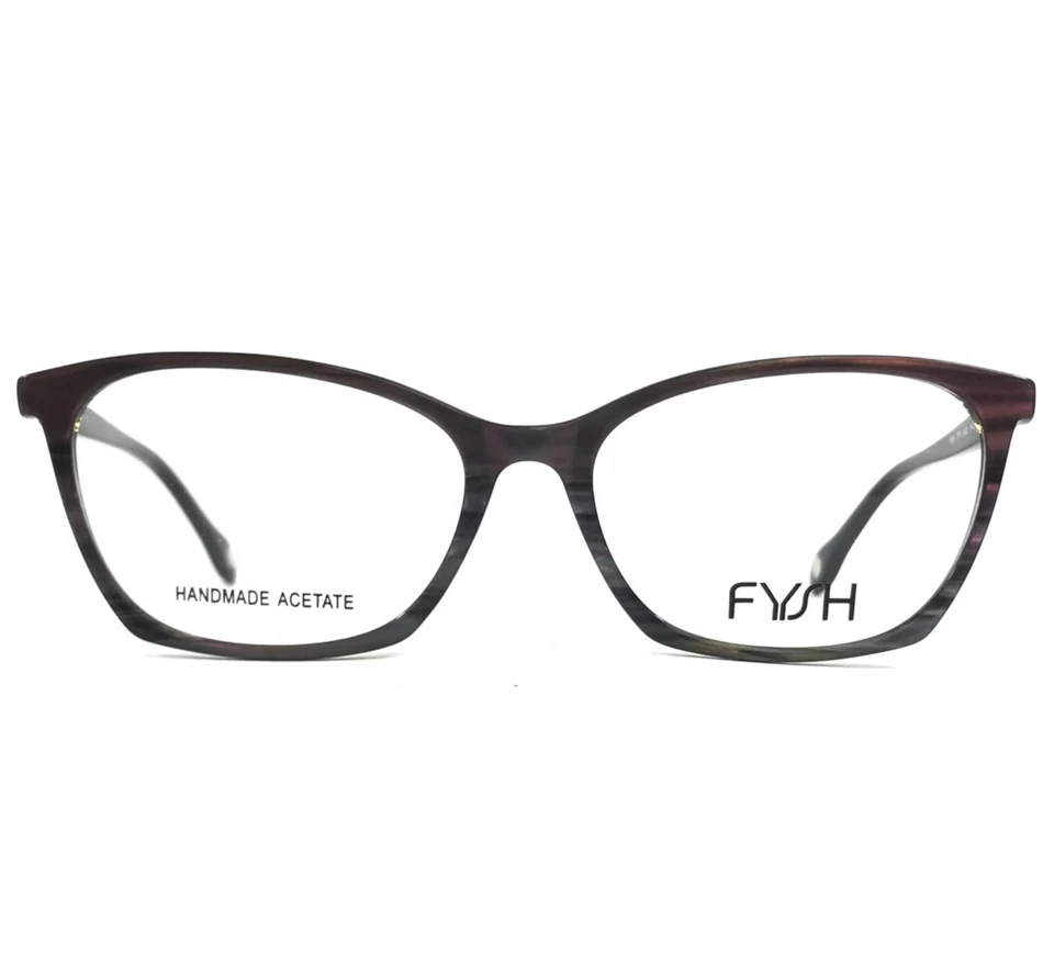 FYSH Eyeglasses Frames 3714 S402 Striped Brown Cat Eye Full Rim 54-16-135 - Image 1 of 4