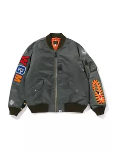 A Bathing Ape Men's MA-1 Jacket 2024 FW Model SHARK Motif OLIVE DRAB XL Japan - Picture 1 of 8