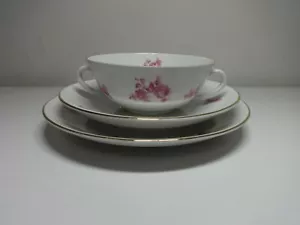 Rare Furstenberg Germany Porcelain Floral Pattern Soup Cup / Bread Butter Plate - Picture 1 of 7