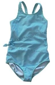 Lands' End Youth Girl Size 16 Seersucker Stripe One Piece - Picture 1 of 7
