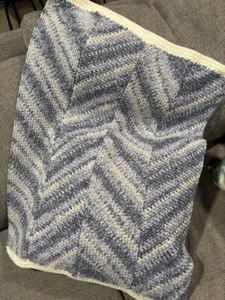 Babydecke - Blau Ombre Zickzack Streifen 29 x 22 cm - Bild 1 von 1