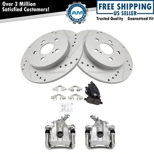 Rear Brake Calipers Ceramic Pads & Drilled Rotors Fits 09-18 Vibe Corolla Matrix - Picture 1 of 10