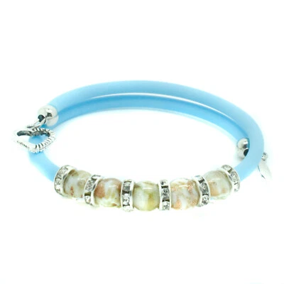 Murano Glas Armband Hellblau Handgemacht Perlen Von Venice Geschenk - Bild 1 von 4