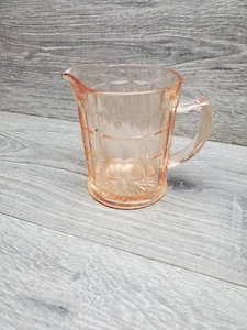 Hazel Atlas Colonial Block Pink Creamer Cream Glass Pitcher Depression  - Picture 1 of 6