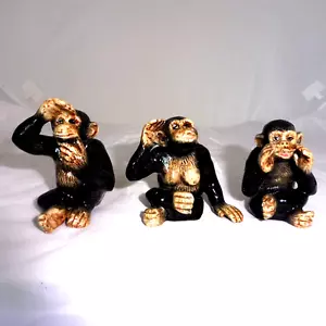 KLIMA K515 Miniature statuette en porcelaine - SINGES VOIS ÉCOUTE PARLE MONKEY - Imagen 1 de 6