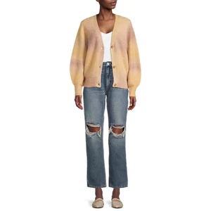 Women's Time and Tru Ombre Boyfriend Cardigan, Brown, Medium (8-10) - Picture 1 of 5