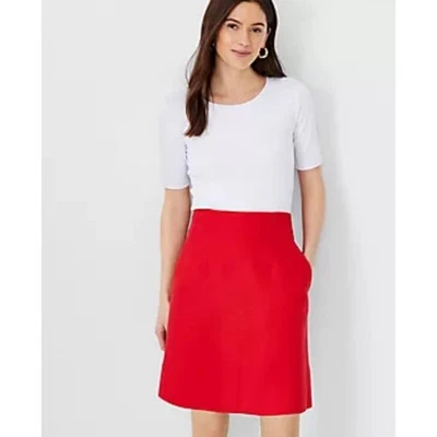 Falda ANN TAYLOR Línea A Bolsillo Lateral Rojo Lana Texturizada NUEVA CON ETIQUETAS NUEVA talla 14 Vacaciones  Foto 1 de 4