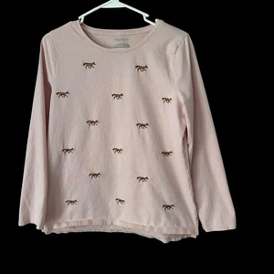 Talbots rosa bestickt Fuchs Muster Langarm T-Shirt Damen Größe Large - Bild 1 von 5