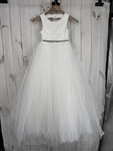 Davids Braut Blumenmädchen Kleid Gr. 8 weiß Spitze Tüll (siehe Beschreibung) - Bild 1 von 11
