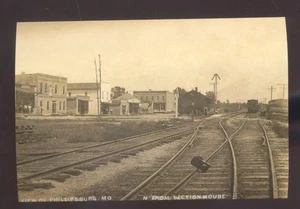REAL PHOTO PHILLIPSBURG MISSOURI RAILROAD DEPOT TRAIN STATION POSTCARD COPY - Picture 1 of 1