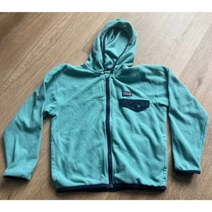 Patagonia Lightweight Hooded Fleece Coat Size S (7-8) Teal - Picture 1 of 6