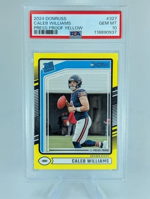2024 Donruss CALEB WILLIAMS Press Proof Yellow Rated Rookie SP PSA 10 - Bears RC - Image 1 of 2