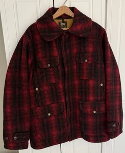 WOOLRICH VINTAGE 1950s Mackinaw Red buffalo Plaid 503 Coat Size 42 - Picture 1 of 10