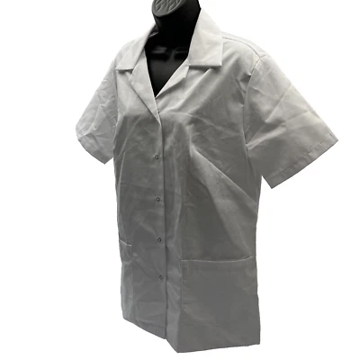 Pinnacle Image Gripper Snap Tunic Top Womens L White Lab Coat LT12 Dual Pocket - Image 1 of 4